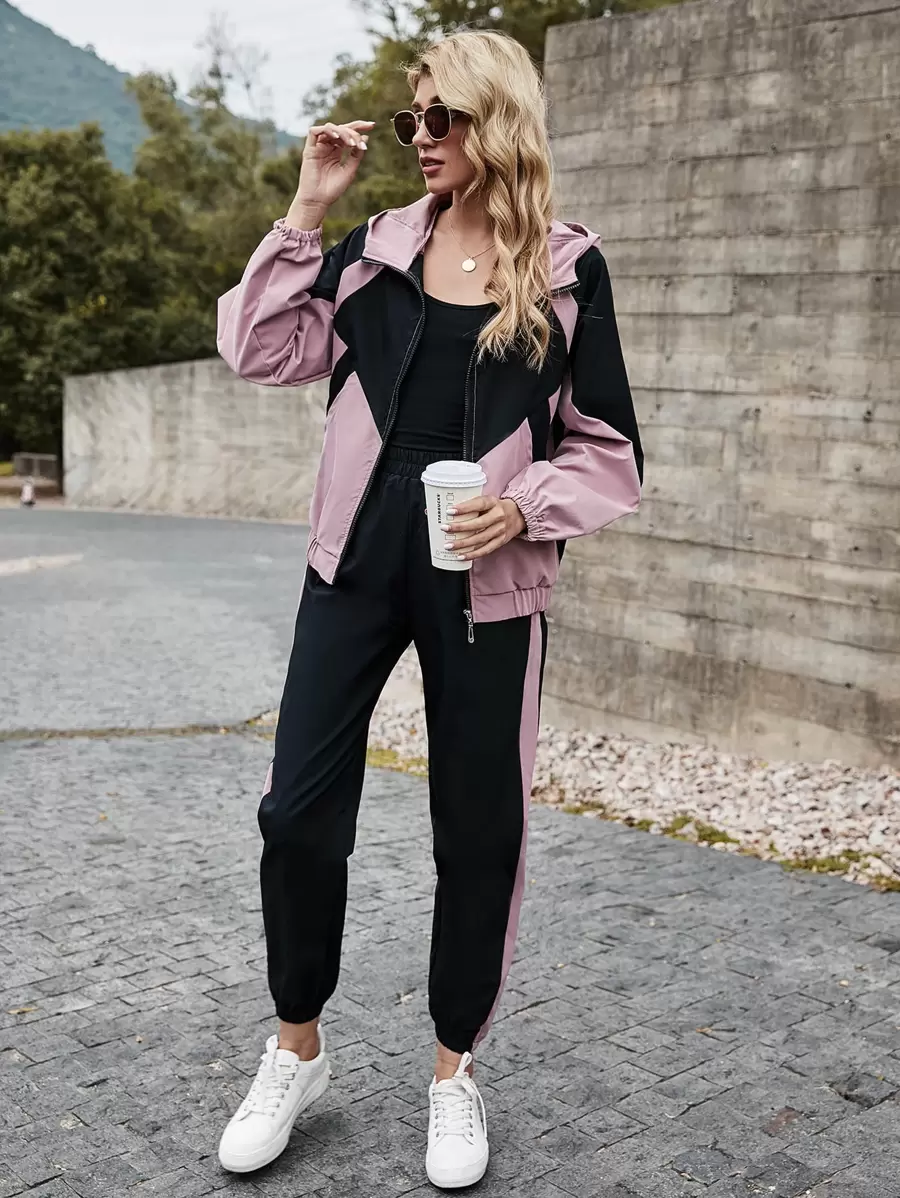 Mulvari Colourblock Hooded Zip Up Jacket & Joggers Set - Multicolor - View 1