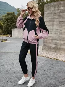 Mulvari Colourblock Hooded Zip Up Jacket & Joggers Set - Multicolor - View 5