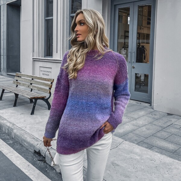 

Ombre Drop Shoulder Sweater, Multicolor
