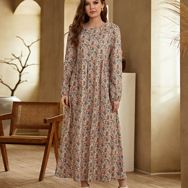 

Ditsy Floral Round Neck Smock Dress, Multicolor