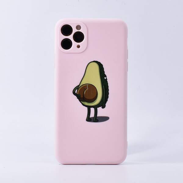 

Cartoon Avocado iPhone Case, Baby pink