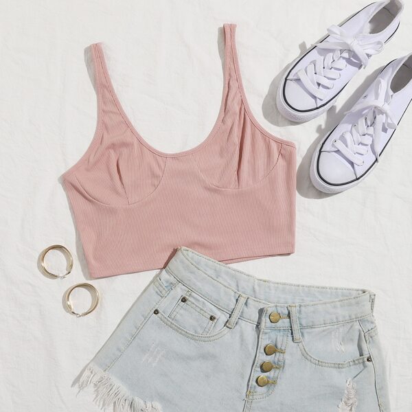 

Solid Crop Tank Top, Dusty pink
