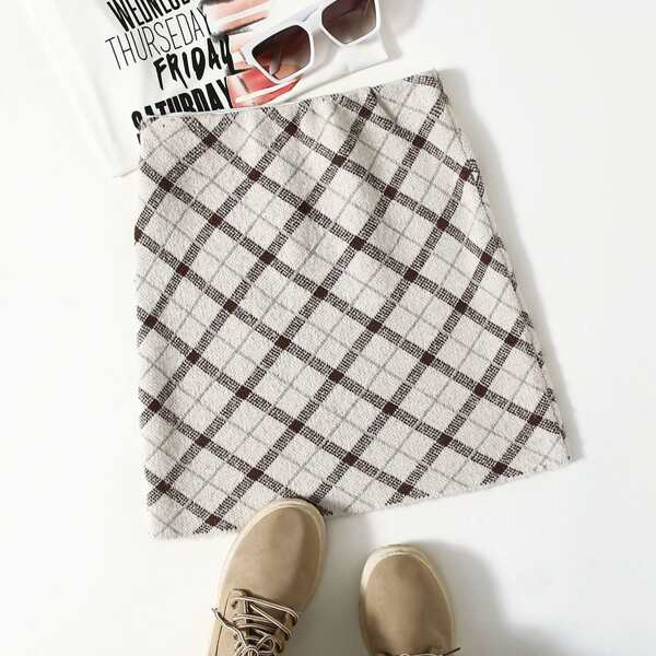 

Plaid Knit Skirt, Multicolor