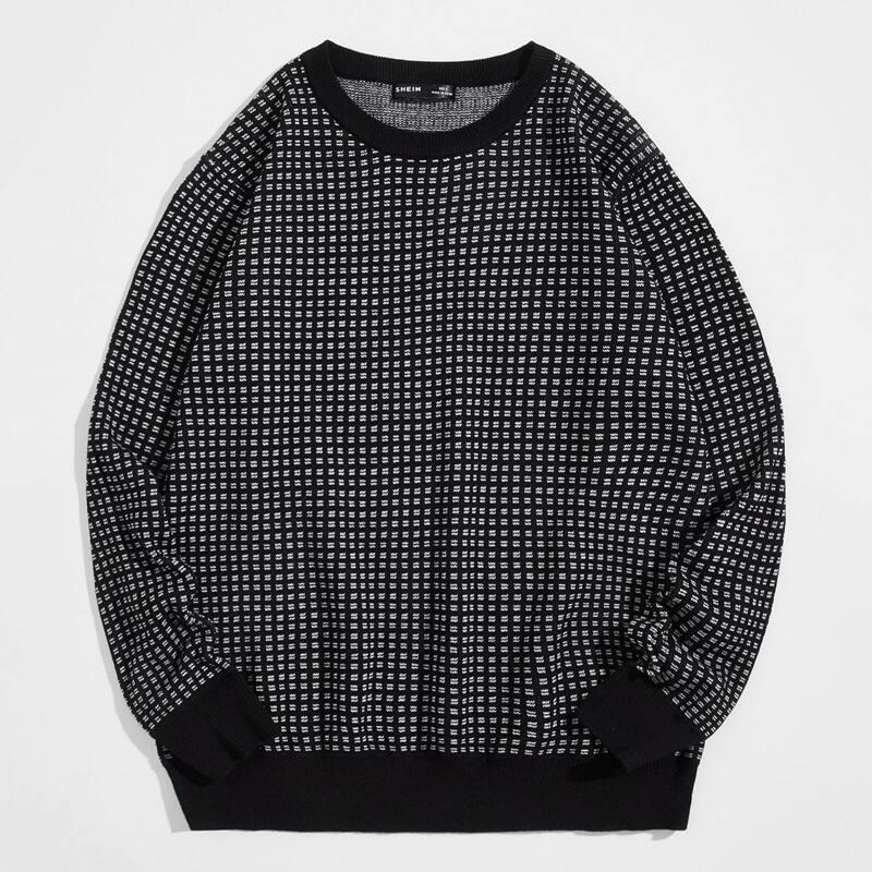

Guys Allover Pattern Sweater, Black and white