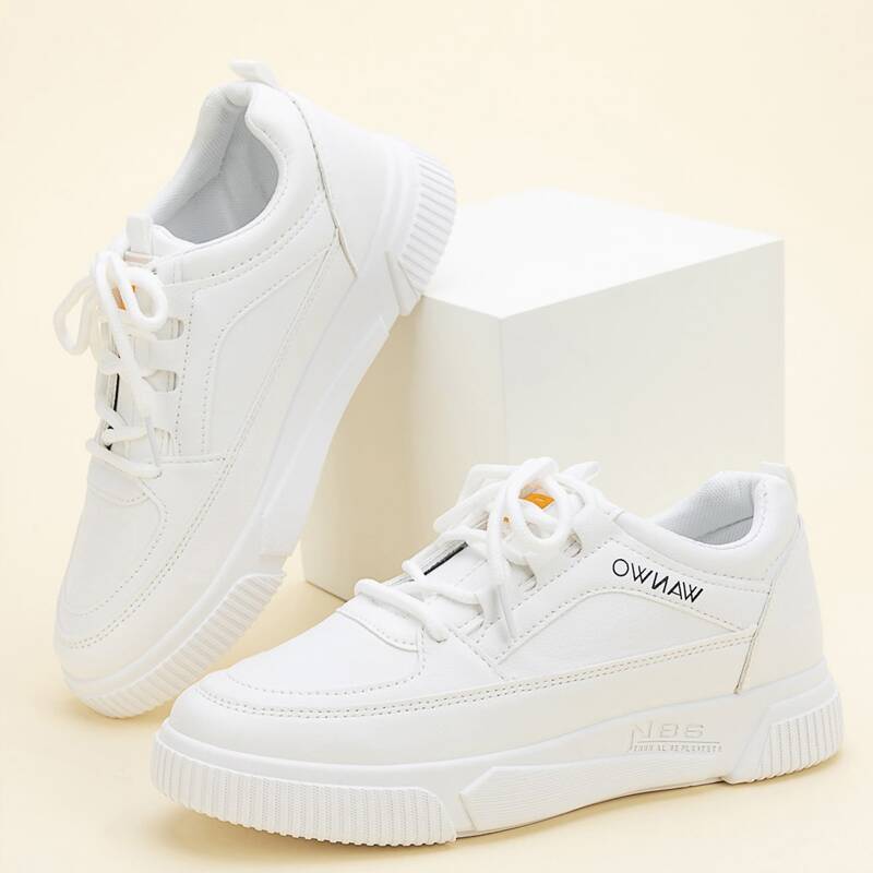 

Lace-up Front Skate Sneakers, White