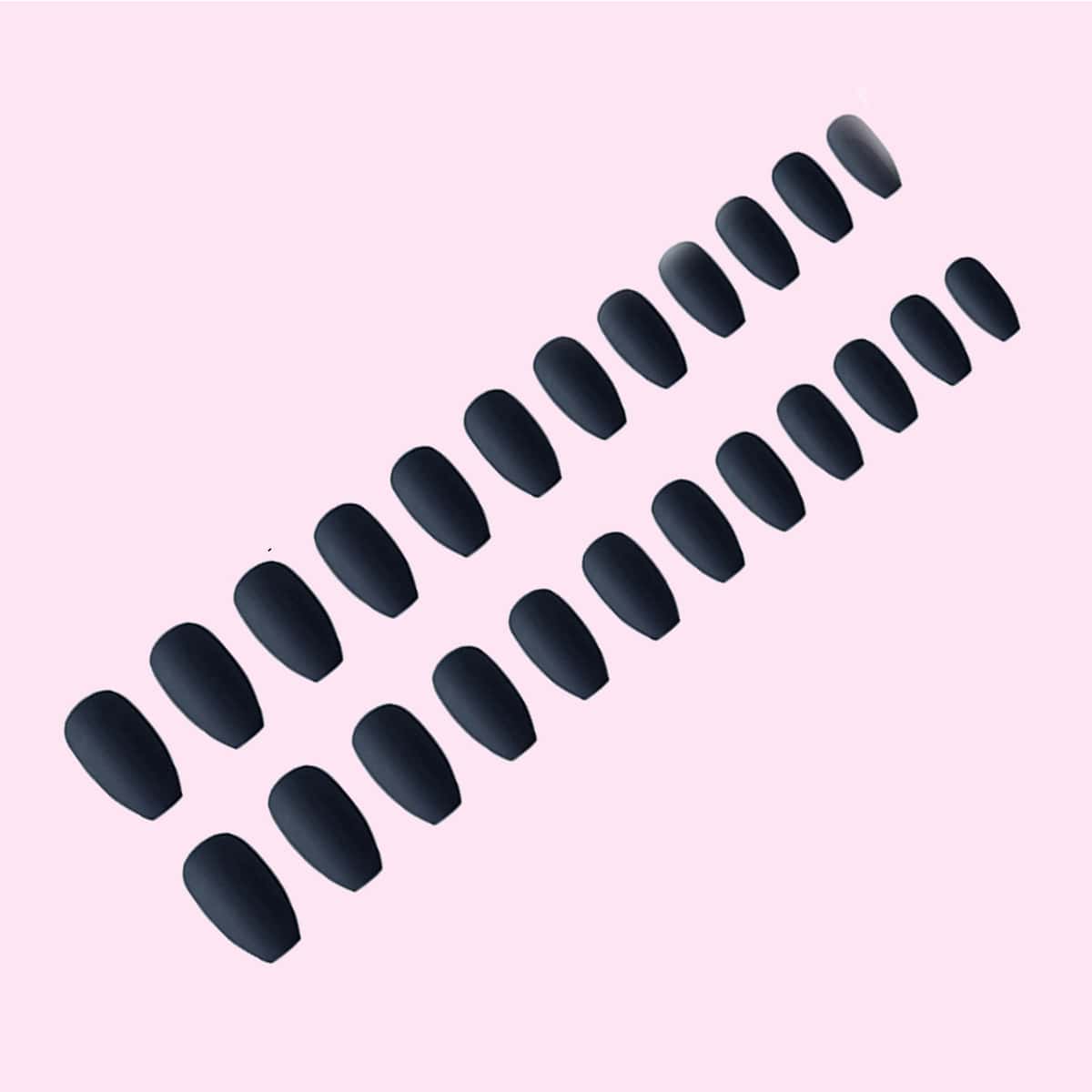 

24pcs Matte Fake Nail With 1sheet Tape, Navy blue