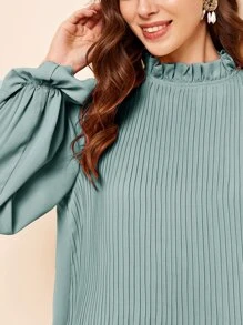 Mulvari Camisa con fruncido ribete fruncido - Azul Cadete - Ver 4