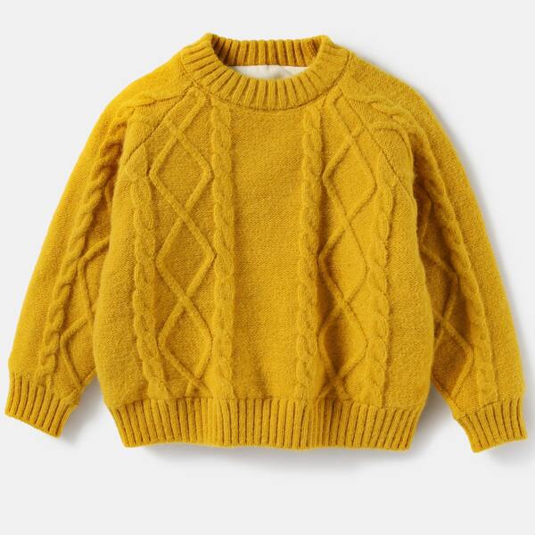 

Toddler Boys Argyle And Cable Knit Sweater, Mustard yellow