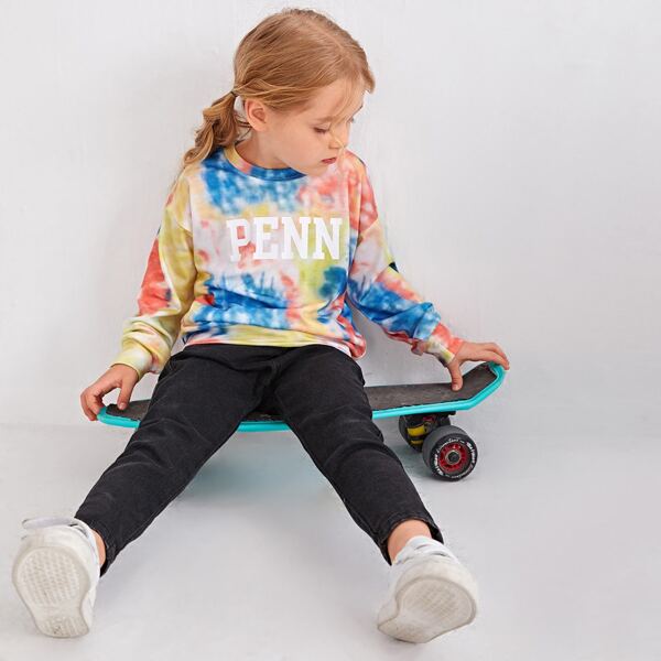 

Toddler Girls Tie Dye Letter Graphic Sweatshirt, Multicolor