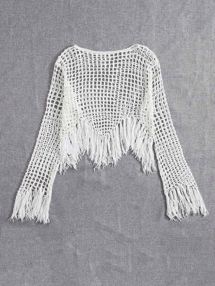 Fringe Hem Crochet Cover Up SHEIN USA