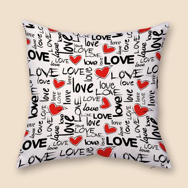 

Heart Print Cushion Cover Without Filler, Multicolor