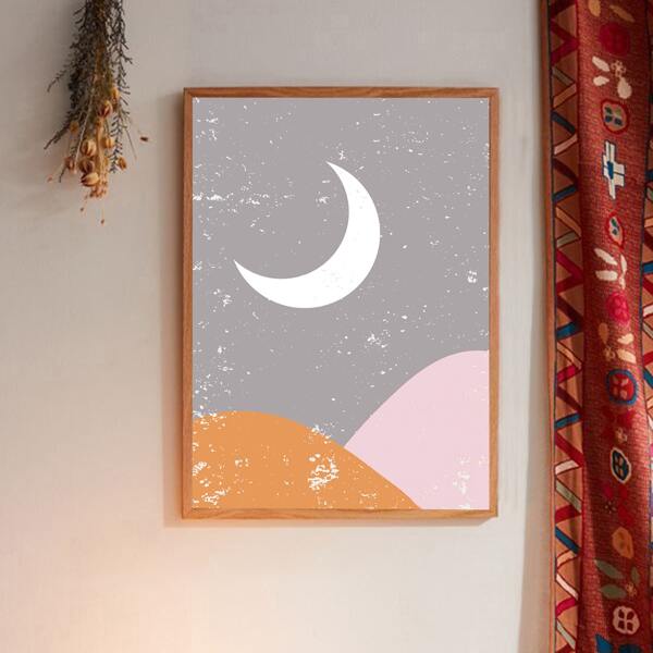 

Abstract Moon Print Wall Painting Without Frame, Multicolor