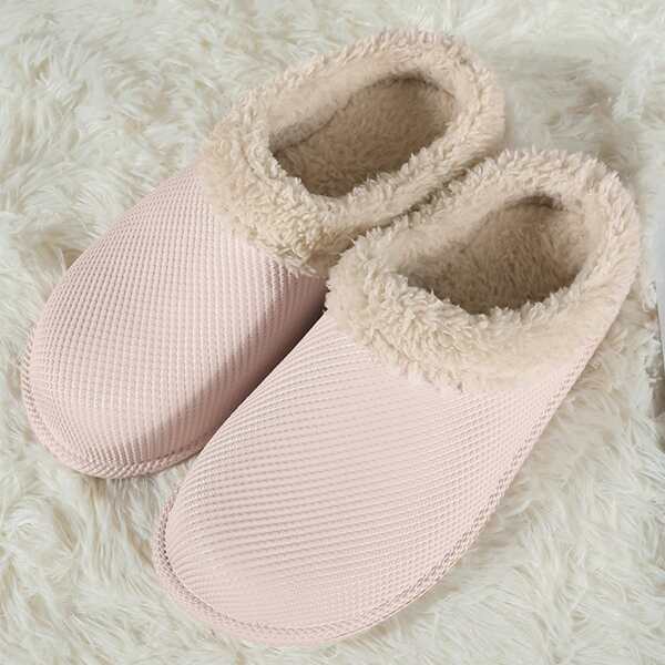 

Faux Fur Lined Slippers, Baby pink