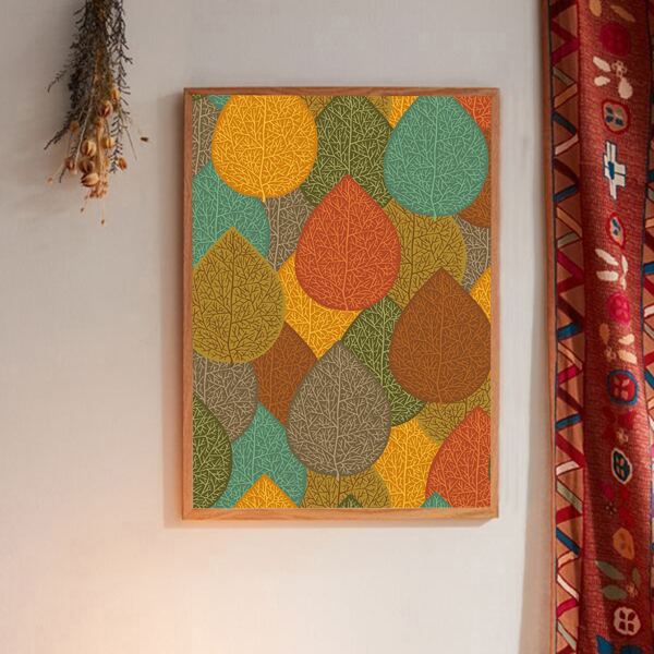 

Tree Print Wall Painting Without Frame, Multicolor
