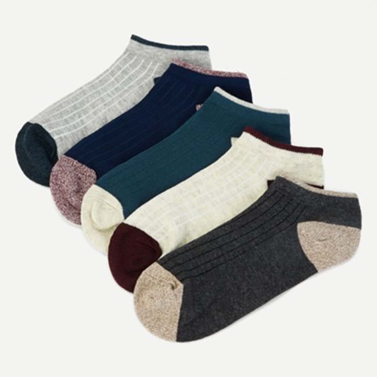 

Guys 5pairs Colorblock Ankle Socks, Multicolor