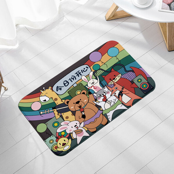 

Cartoon Animal Print Floor Mat, Multicolor