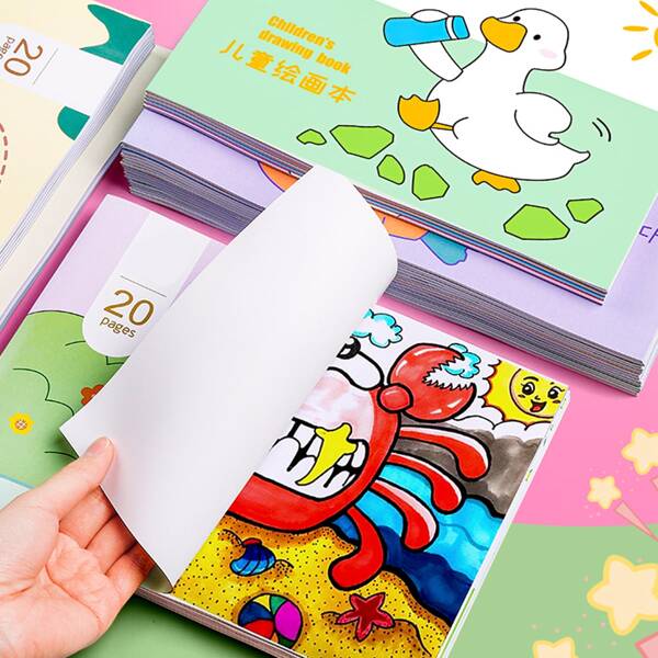 

5packs Cartoon Graphic Blank Inside Page Drawing Book, Multicolor