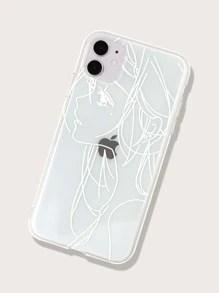 Abstract Girl Clear Case Compatible With iPhone - Clear - View 2