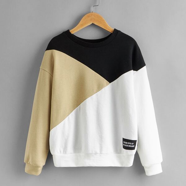 

Boys Slogan Graphic Colorblock Pullover, Multicolor