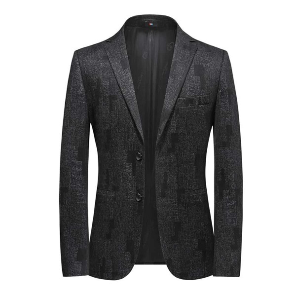 

Men Lapel Collar Button Front Blazer, Black
