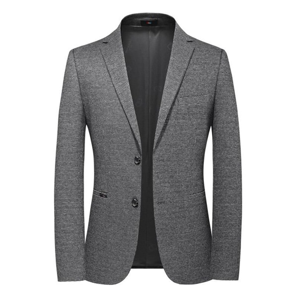 

Men Plaid Single Breasted Blazer, Grey