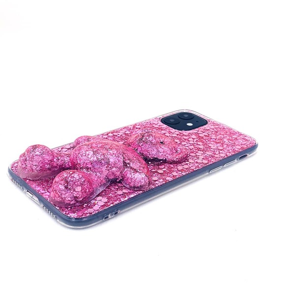 

Чехол для iPhone с 3D медведемя, Розовые