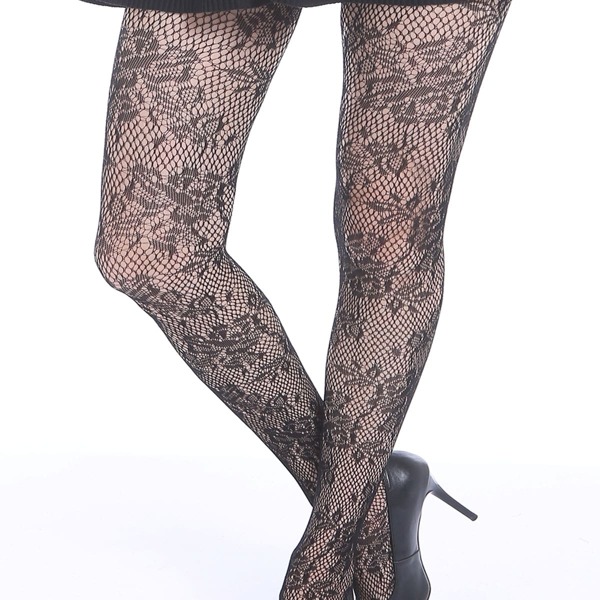 

Rose Pattern Mesh Tight, Black
