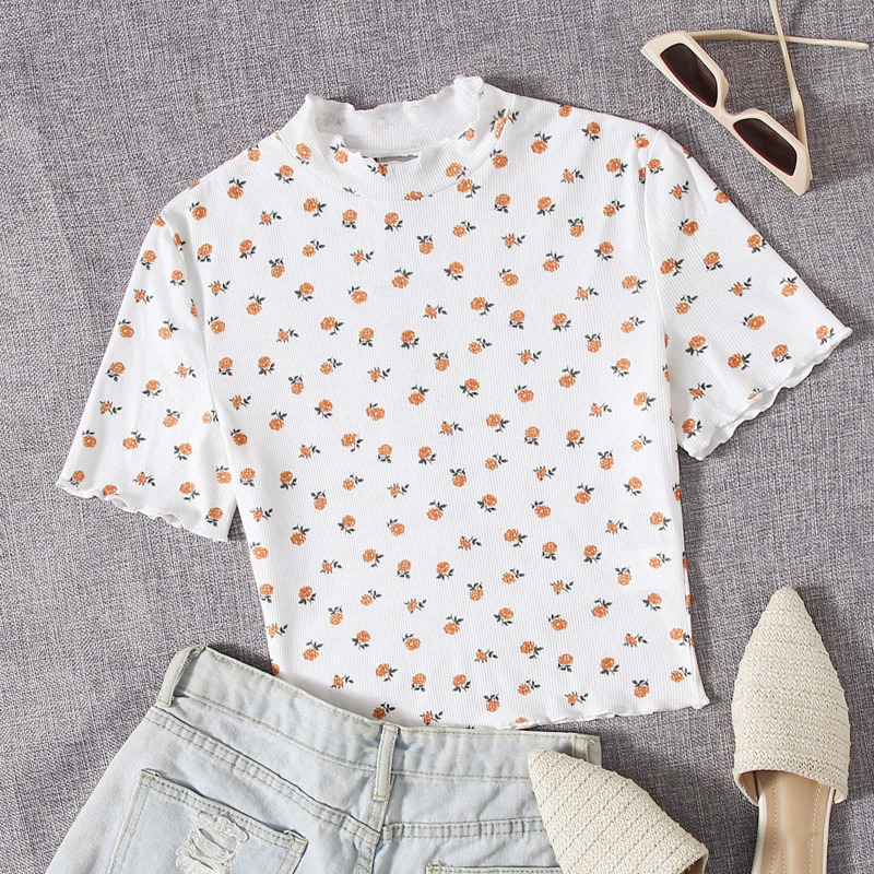 

Lettuce Trim Ditsy Floral Tee, White