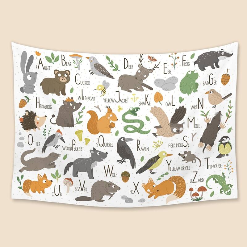 

Kids Cartoon Animal Print Tapestry, Multicolor