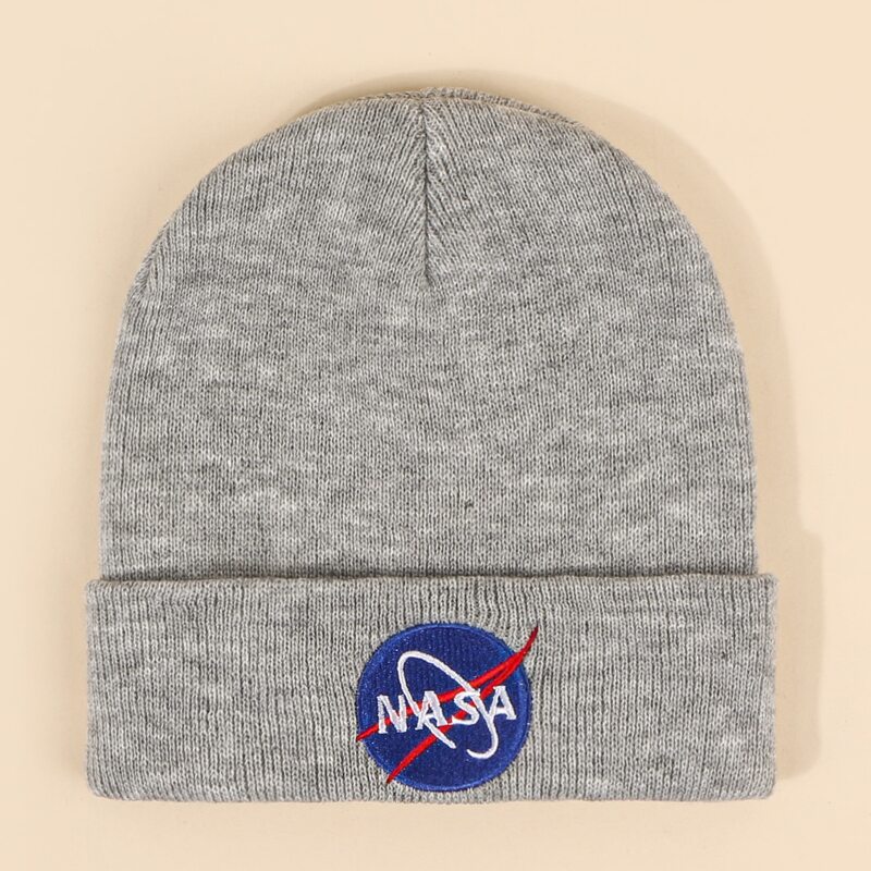 

Letter Embroidery Beanie, Grey