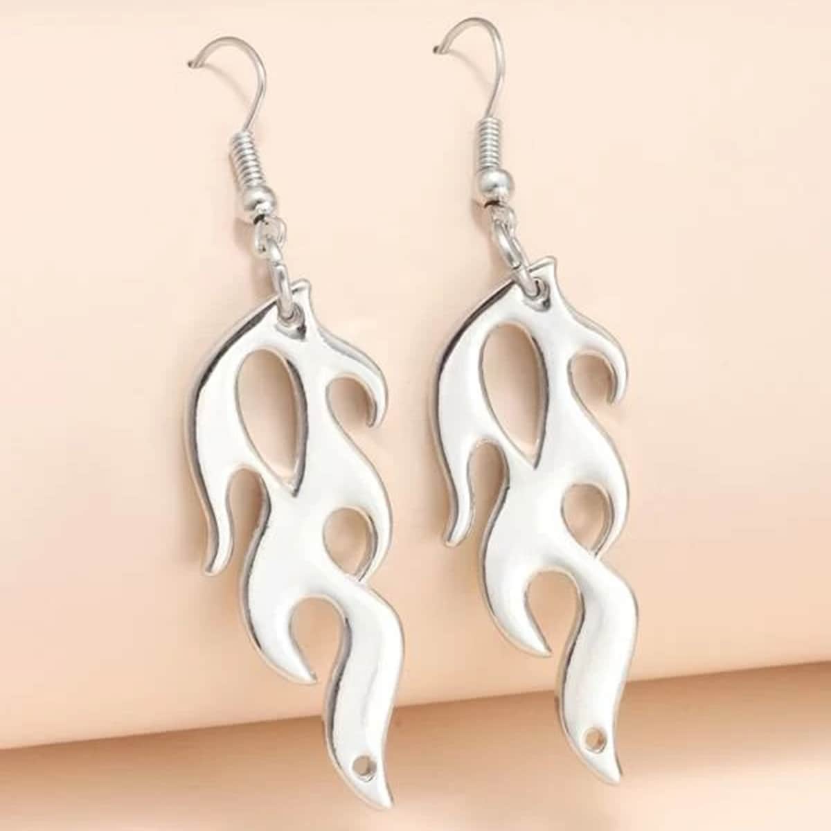 

Flame Drop Earrings, Silver