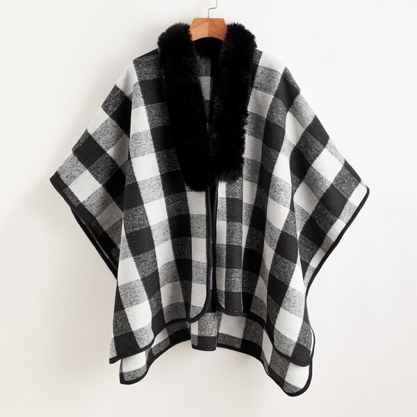 

Plaid Pattern Shawl Scarf, Black