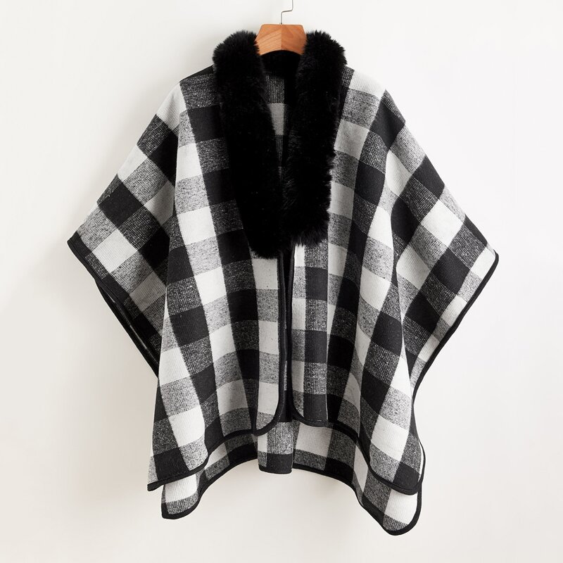 

Plaid Pattern Shawl Scarf, Black
