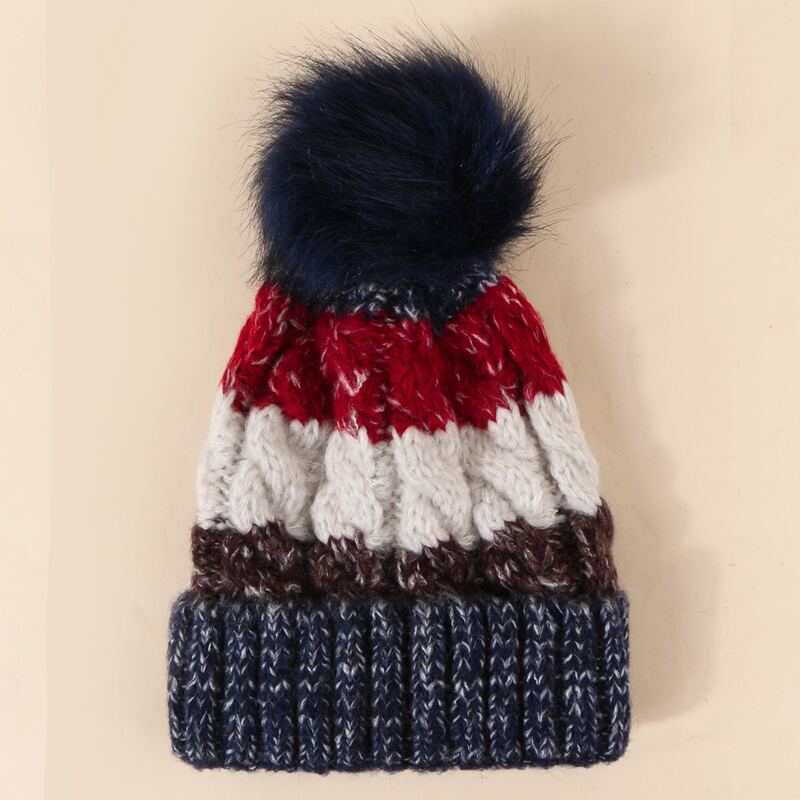 

Colorblock Pom Pom Beanie, Multicolor
