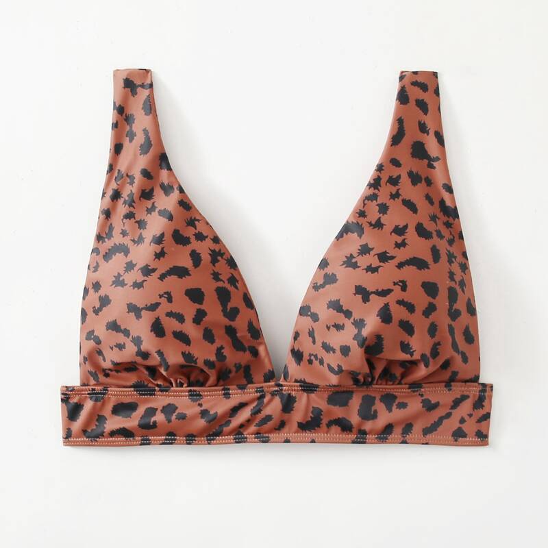 

Leopard Knot Decor Bikini Top, Multicolor