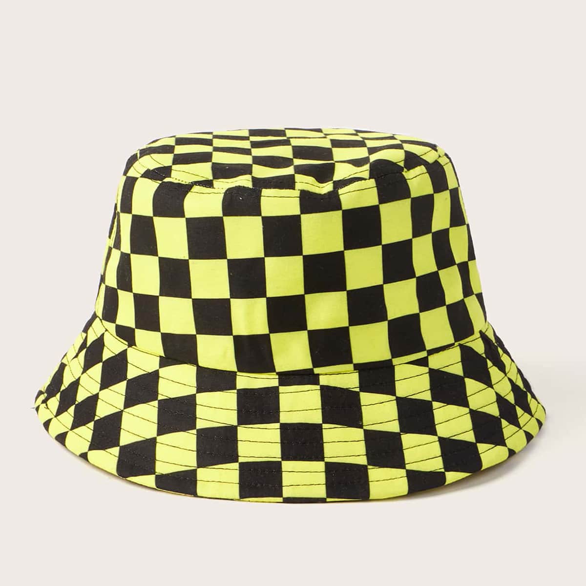 

Checkerboard Print Bucket Hat, Multicolor