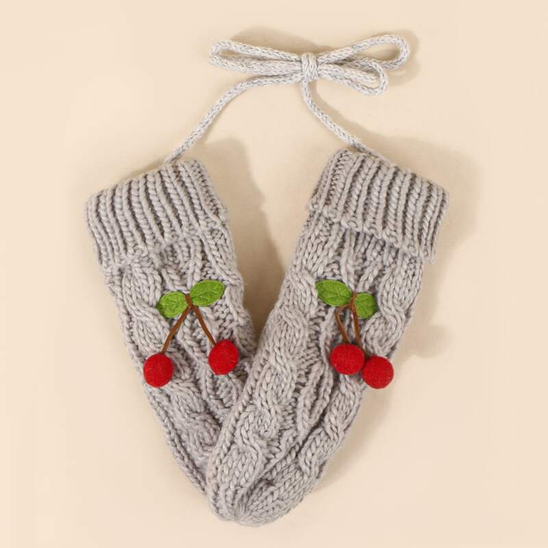 

Cherry Knit Gloves, Grey
