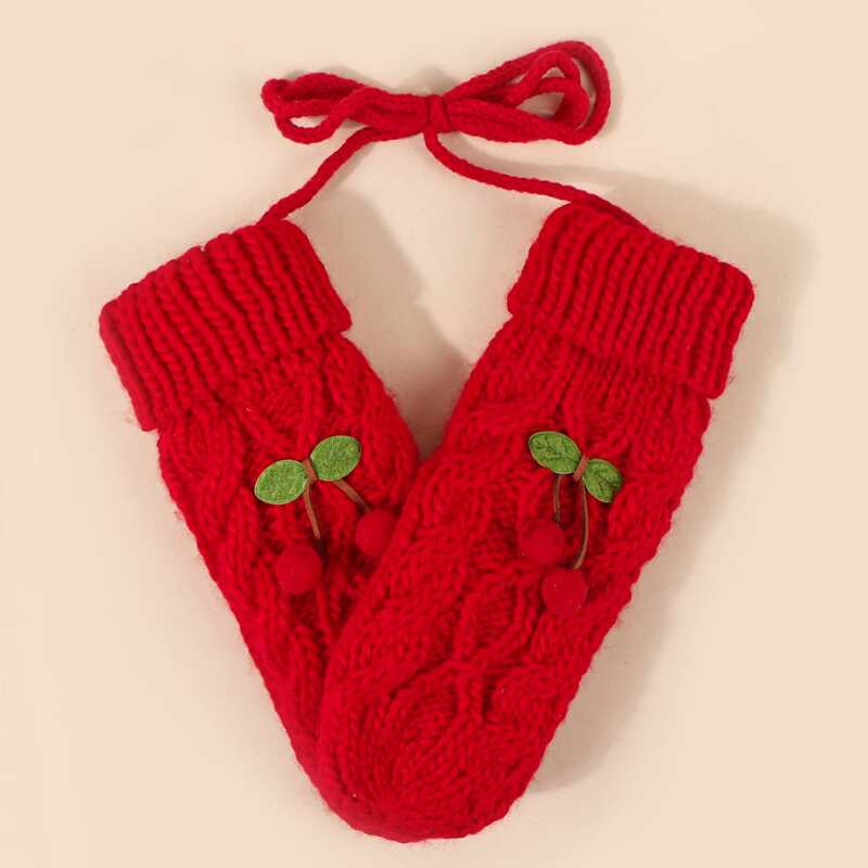 

Cherry Knit Gloves, Red