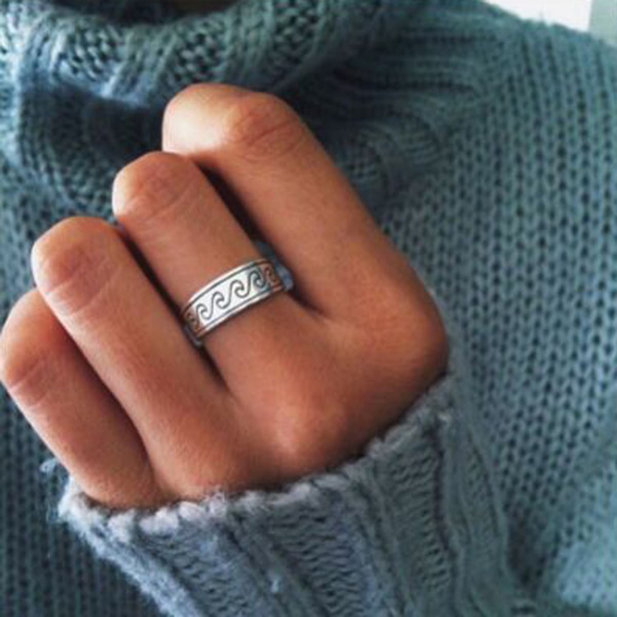 

1pc Wave Cuff Ring, Silver