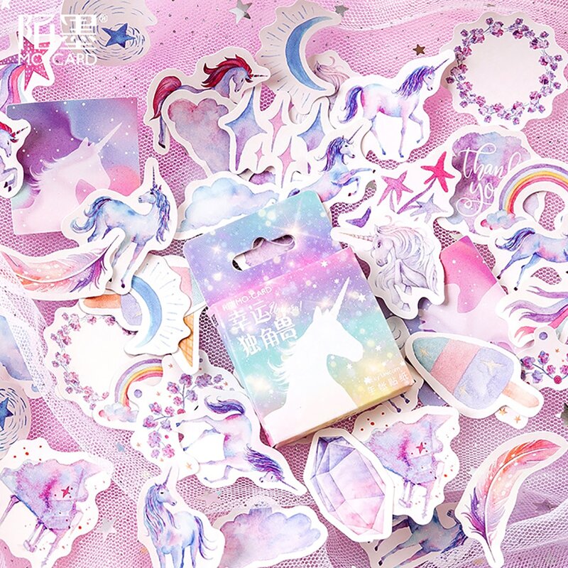 

46pcs Cartoon Unicorn Sticker, Multicolor