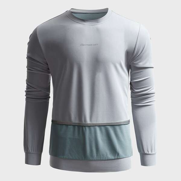 

Men Letter Graphic Color-block Sports Sweatshirt, Multicolor