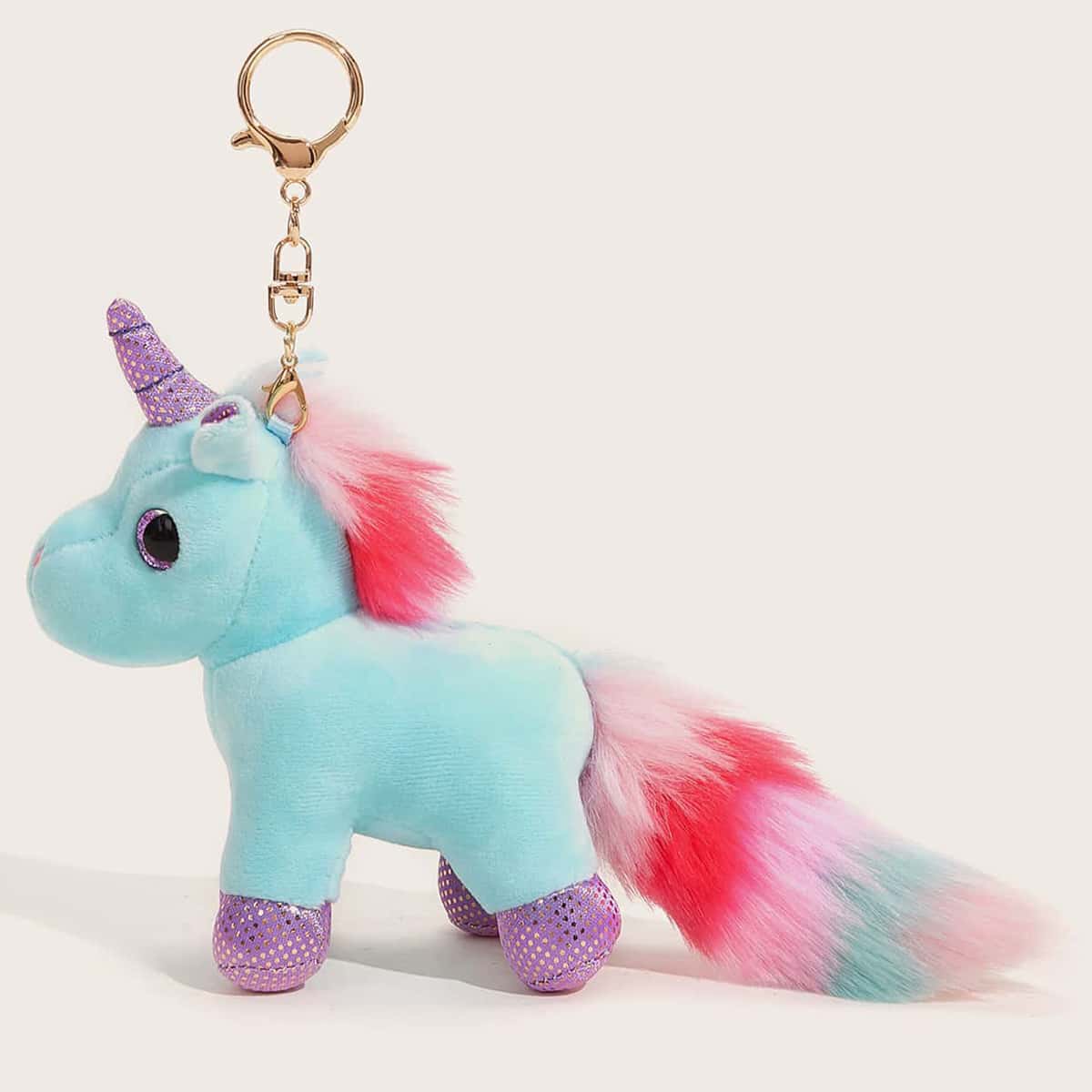 

1pc Glitter Unicorn Keychain, Baby blue