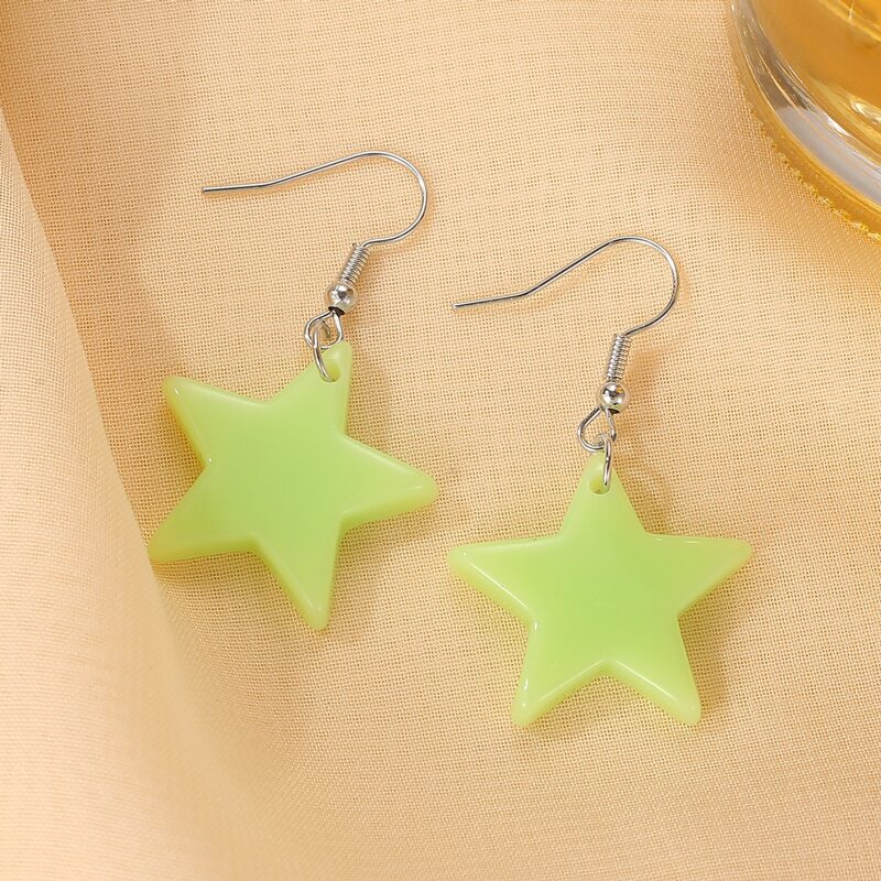 

Star Drop Earrings, Mint green