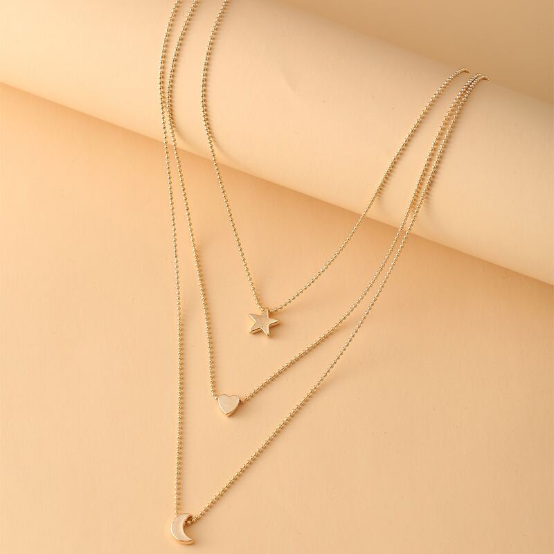 

Mini Heart & Moon Charm Layered Necklace, Gold