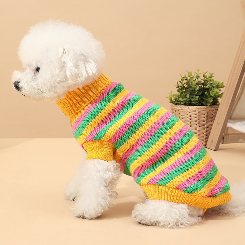 

Contrast Stripe Pattern Dog Sweater, Multicolor