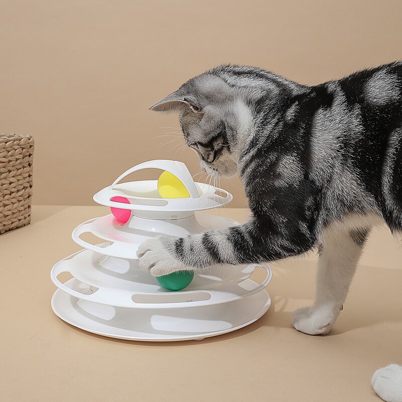 

1set 4 Layer Cat Ball Toy, White