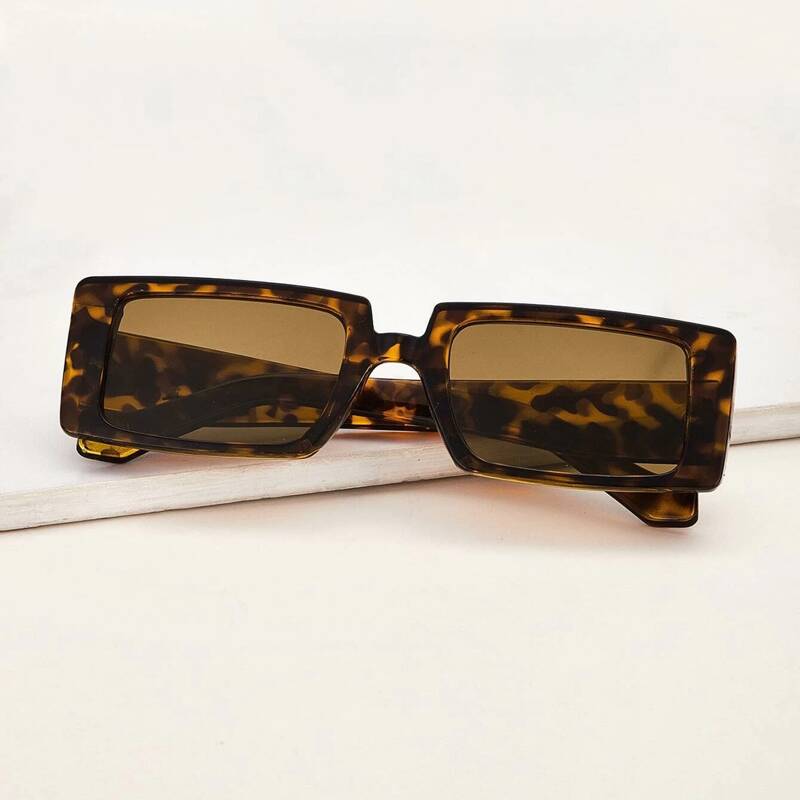 

Long Rectangular Tortoise Sunglasses, Brown