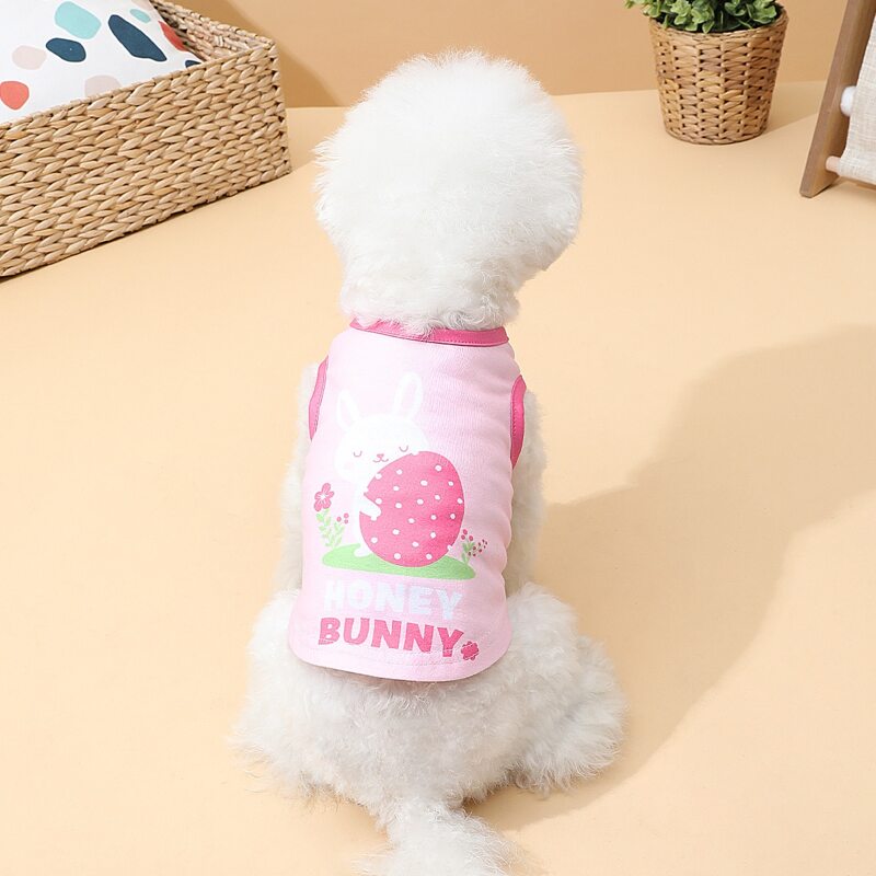 

Cartoon Rabbit Print Dog Tank, Pink