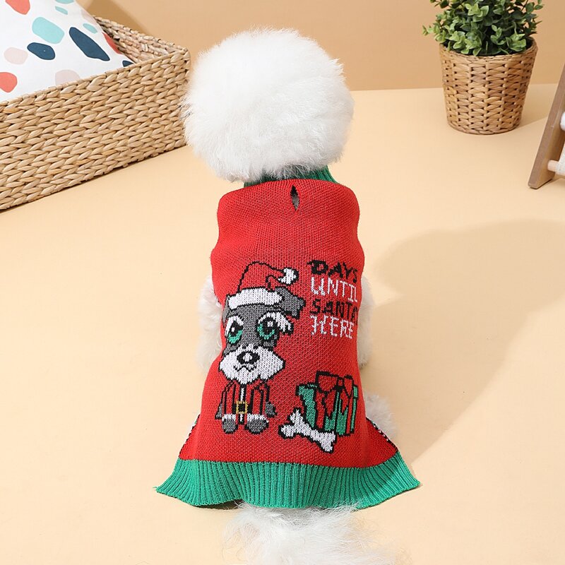 

Christmas Cartoon Graphic Dog Sweater, Red