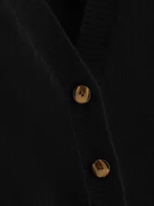 Breezaya V Neck Button Front Cardigan - Black - View 3